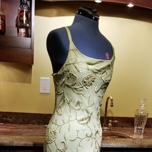 Prom Dress Sage Green with beads Full Length